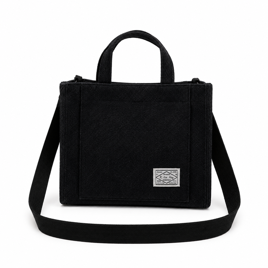 Léonie | Sac Cabas Velours Côtelé - Noir